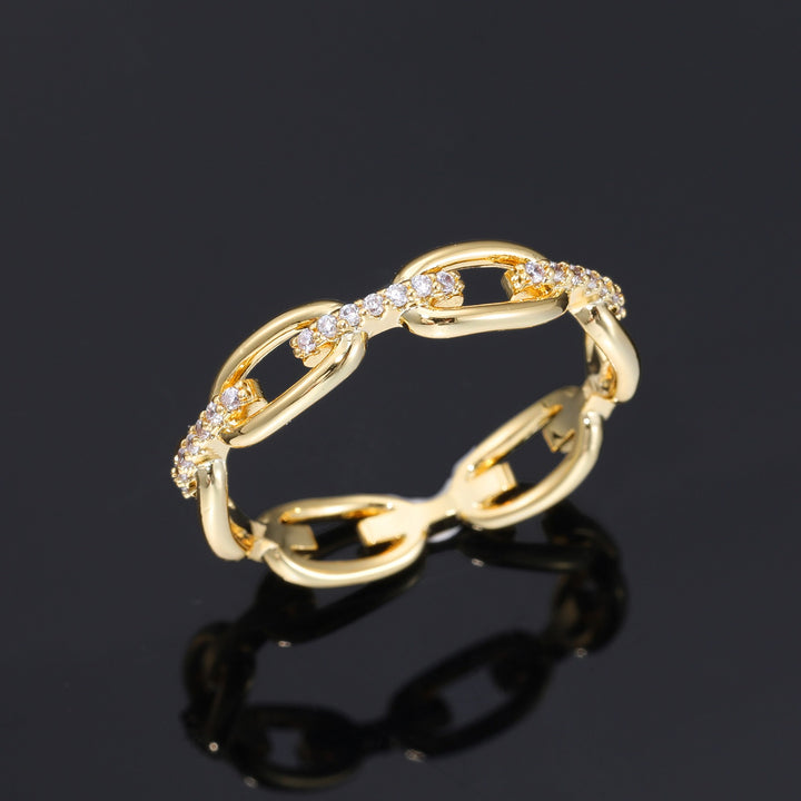 S925 Silver Moissanite Paperclip Link Ring