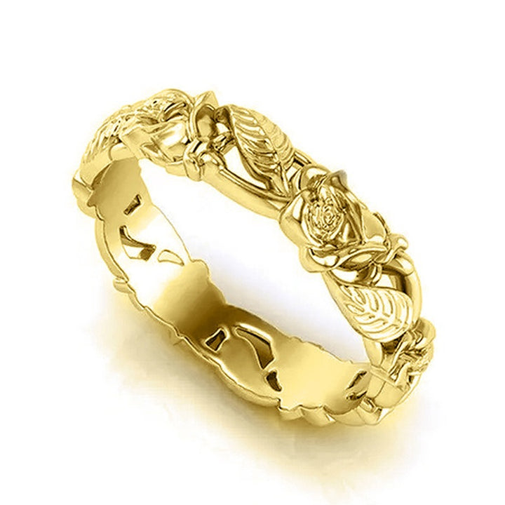 Blossom Vine S925 Silver Vintage Rose Filigree Band Ring