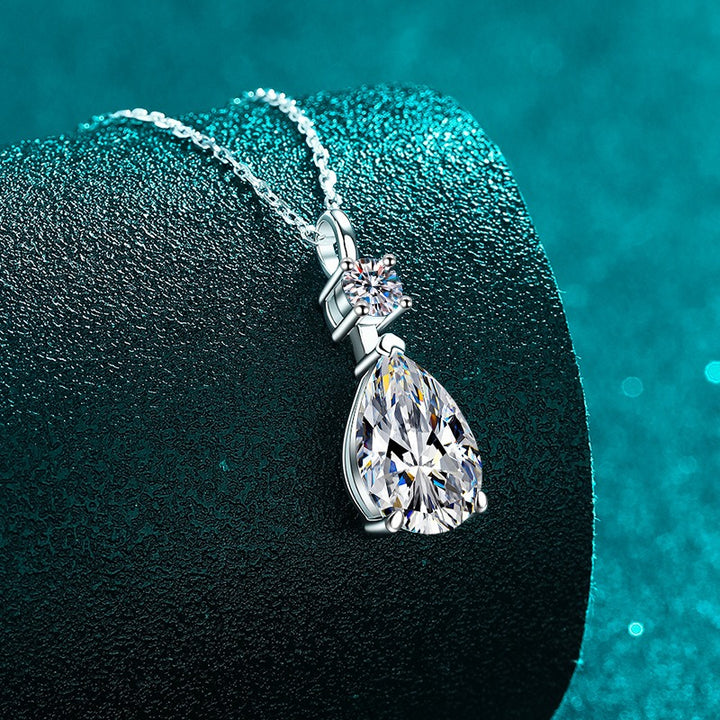 Luminous Teardrop S925 Sterling Silver Two-Stone Pendant Necklace