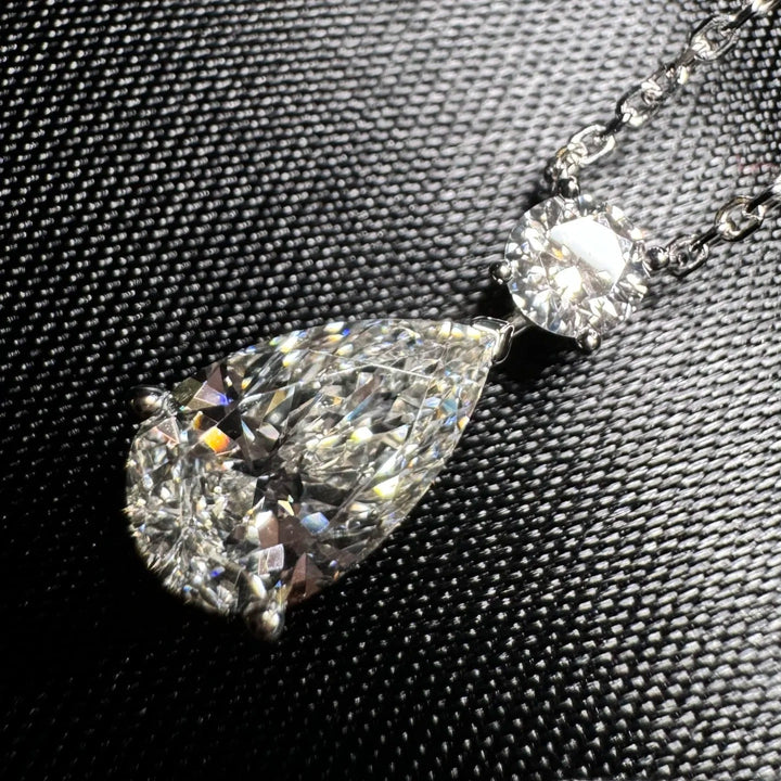 Luminous Teardrop S925 Sterling Silver Two-Stone Pendant Necklace