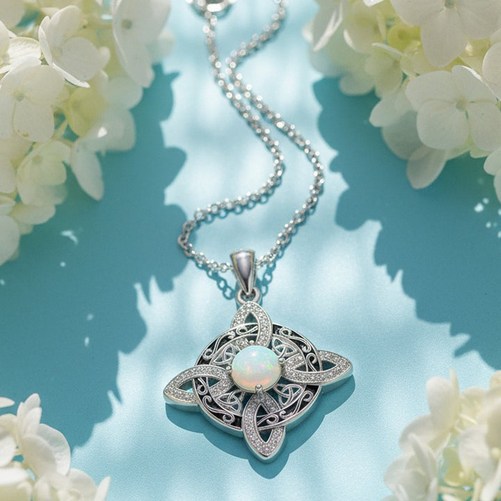 Celtic Witch's Knot Opal Guardian Necklace