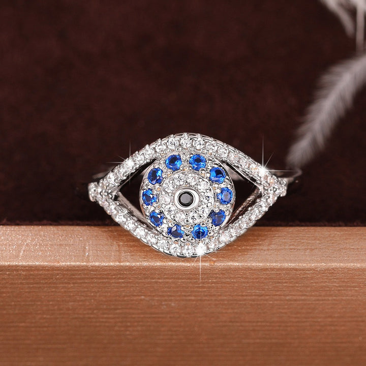 Guardian Gaze Micro-Pavé Evil Eye Adjustable Ring