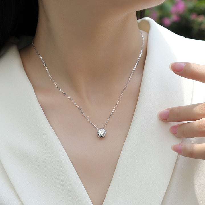 Dainty Minimalist Bezel-Set Moissanite Necklace