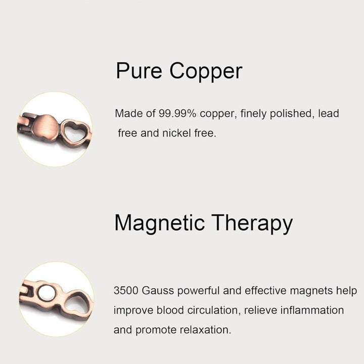 Love & Wellness Pure Copper Magnetic Heart Chain Bracelet