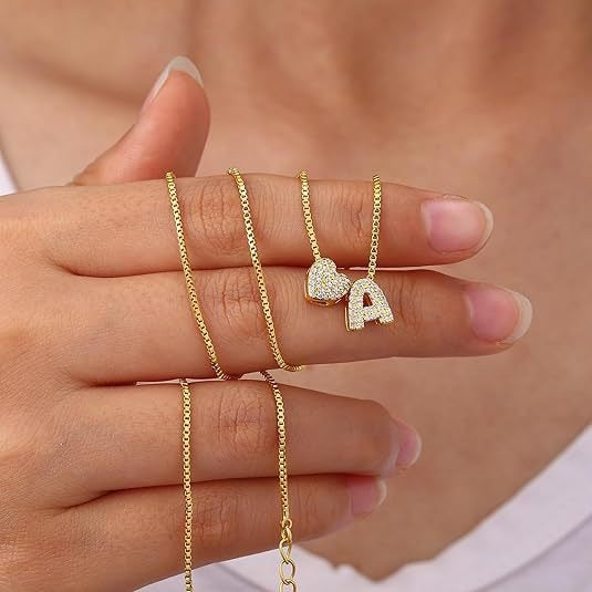 Starlight Heart 26-Letter Pavé Initial Heart Custom Necklace