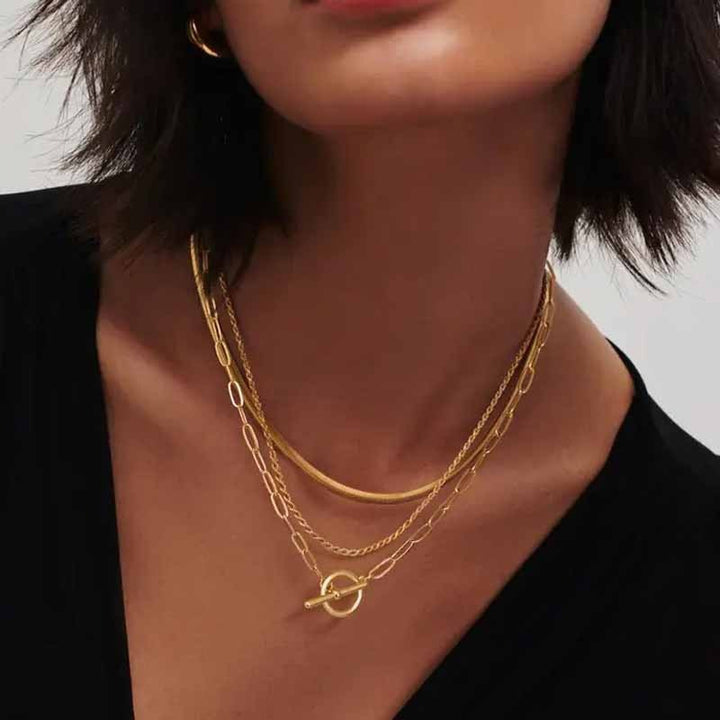 Classic 3-Layer Stacking Chain Necklace Set