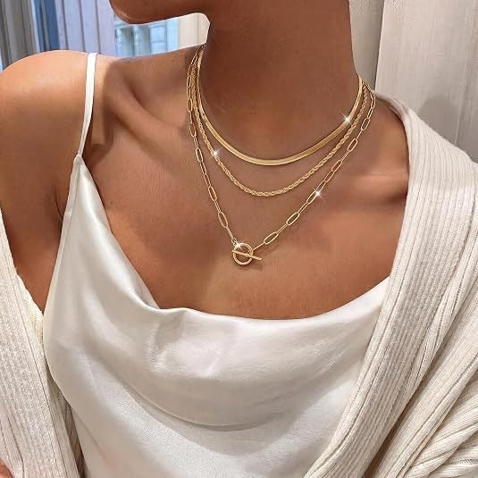 Classic 3-Layer Stacking Chain Necklace Set