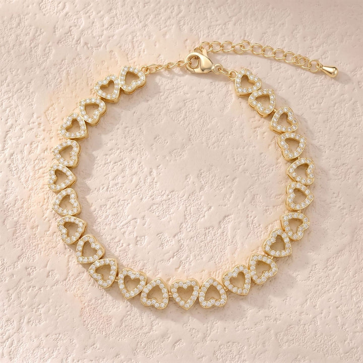 Eternal Hearts · Pavé Crystal Hollow Heart Link Bracelet