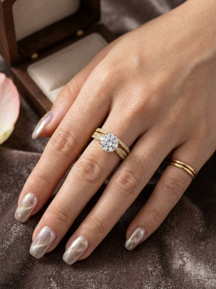 Eternal Starlight · 6-Prong Solitaire Pavé Ring Stacking Set