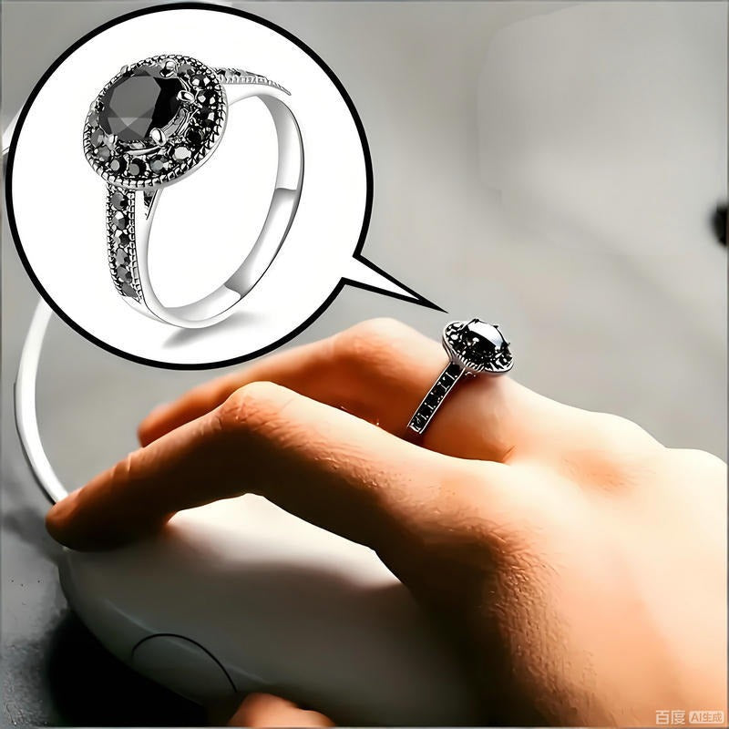Dark Guardian Celtic Knot Black Obsidian Energy Talisman Ring