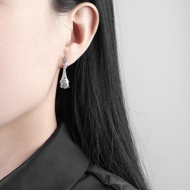 Moissanite Geometric Teardrop Pavé Stud Earrings
