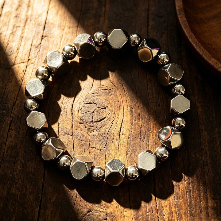 Shield of Energy Natural Hematite Geometric Cut Protective Bracelet