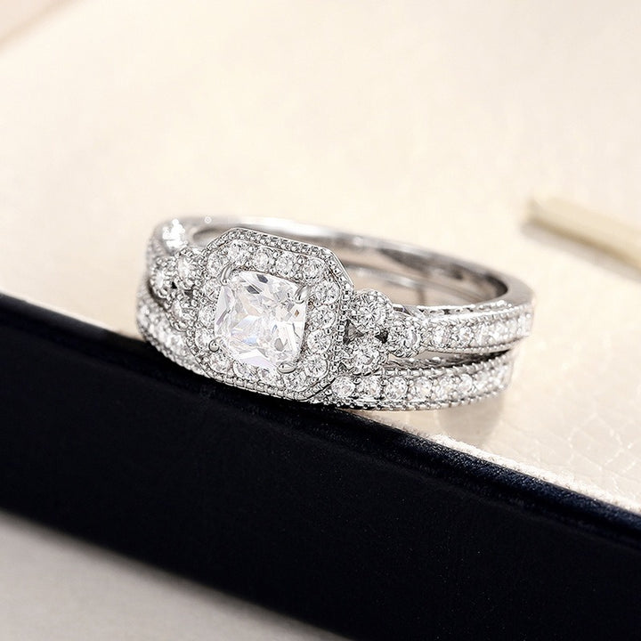 Luxe Diamond Duo Three-Tone Paved Ring Set