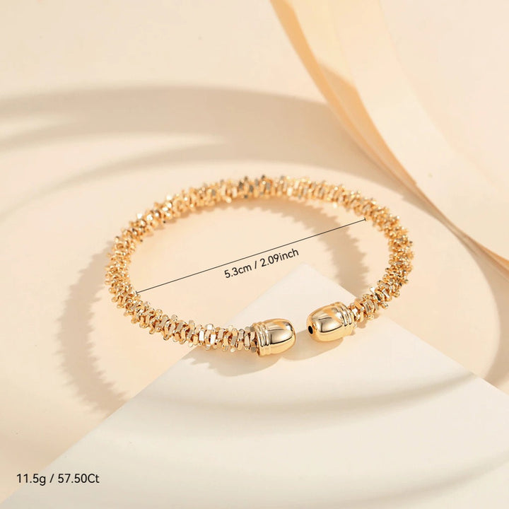 Starlight Shimmer 18K Gold Three-Tone Open Cuff Bracelet