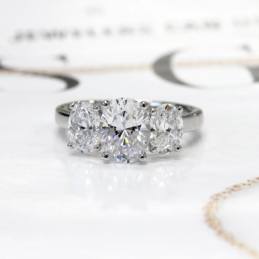 Eternal Vow White Gold Oval Cut Three-Stone Ring