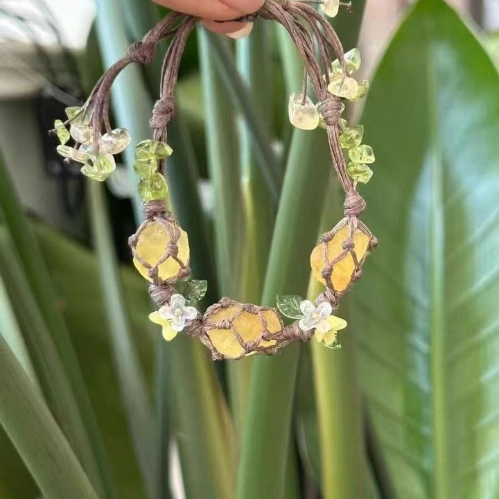 Sunshine Oasis Natural Citrine & Peridot Braided Bracelet