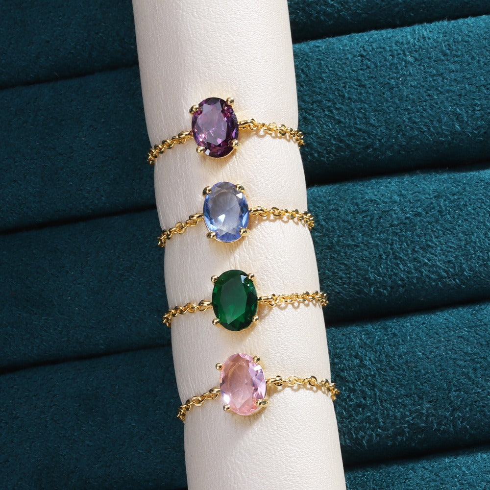 Starlit Chain Adjustable Solitaire Ring