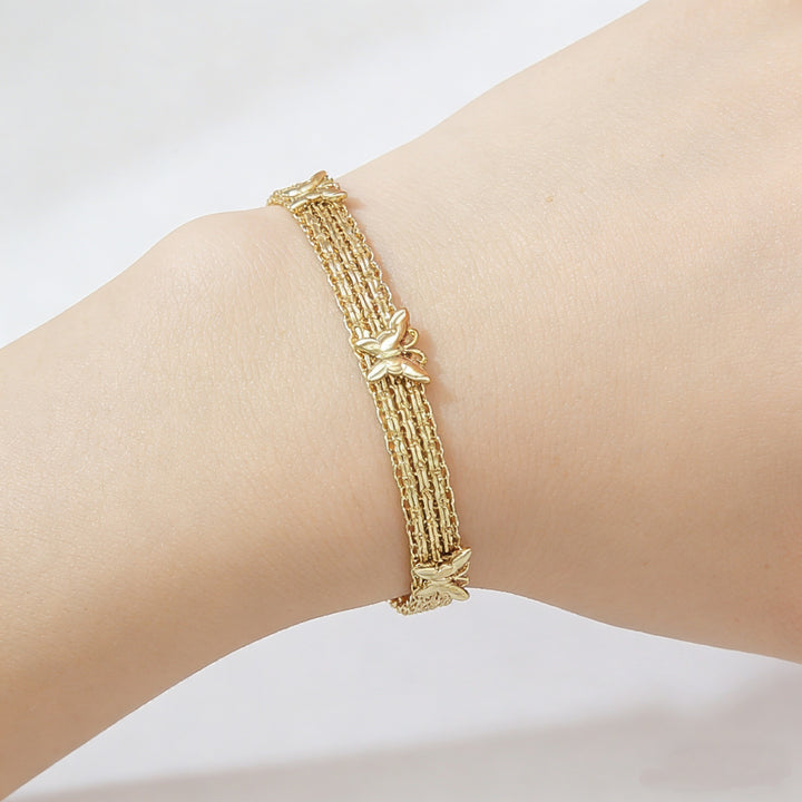 Butterfly Glow 18K Gold White Gold Multi-Layer Woven Bracelet