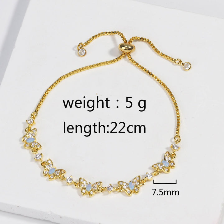 Butterfly Opal Adjustable Slider Bracelet 18K Gold/White Gold