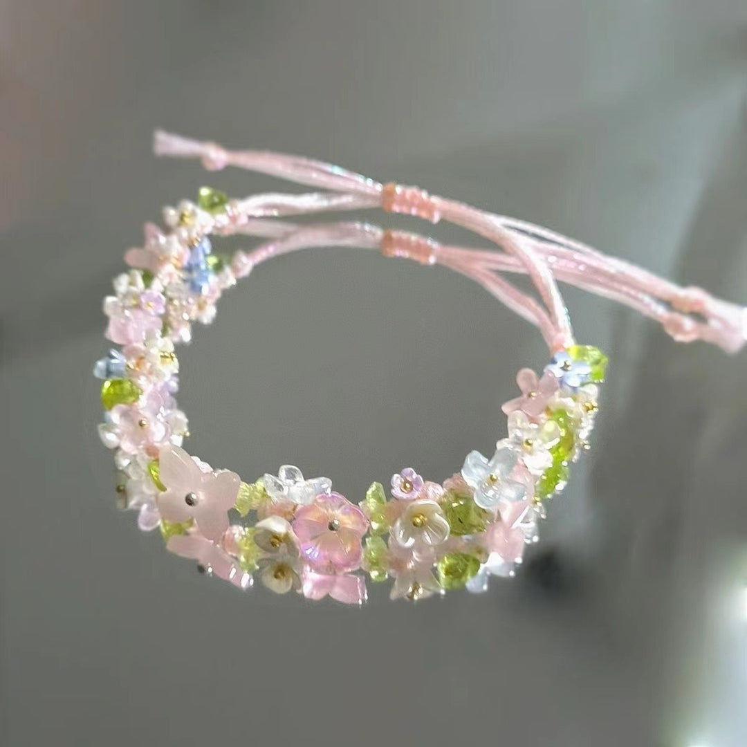 Spring Garden Handmade Beaded Flower Bracelet