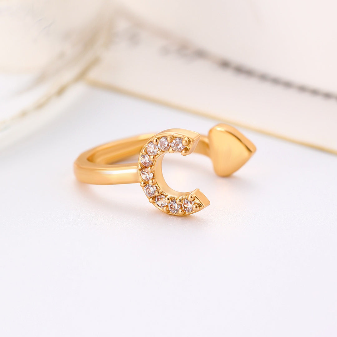 Trendy Minimalist CZ Initial Ear Cuffs / Studs