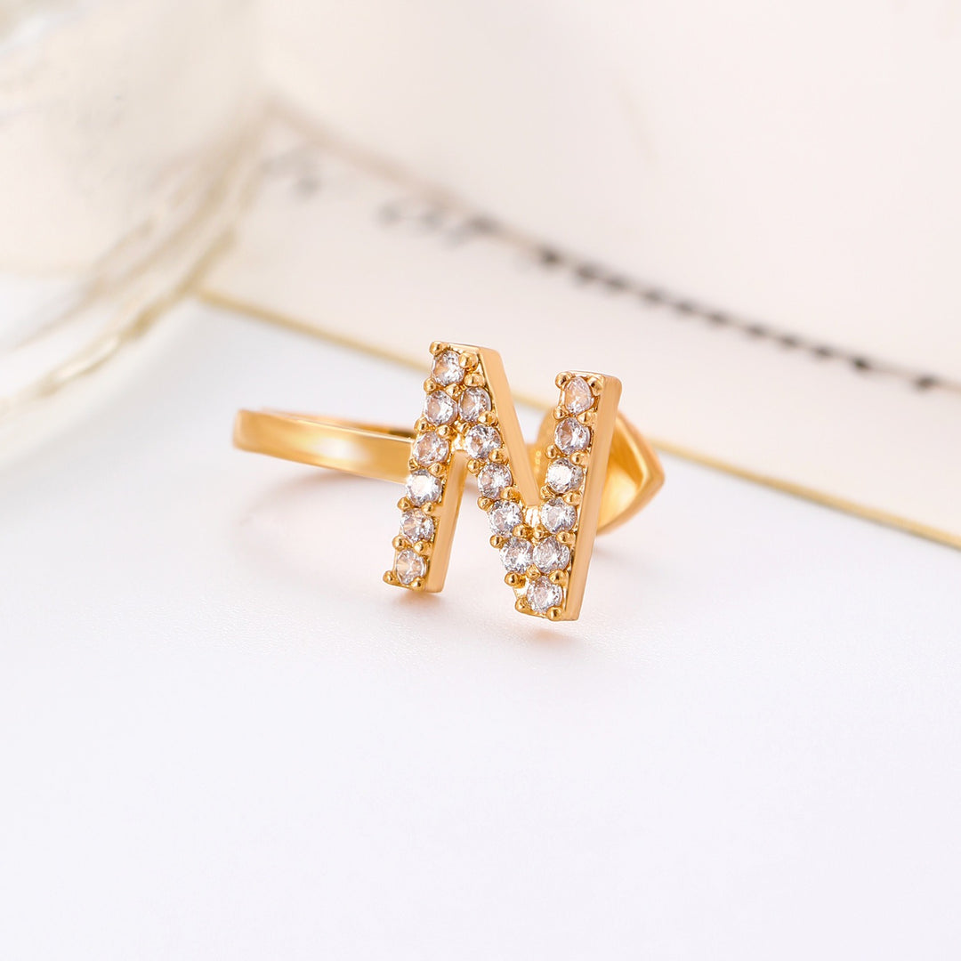 Trendy Minimalist CZ Initial Ear Cuffs / Studs