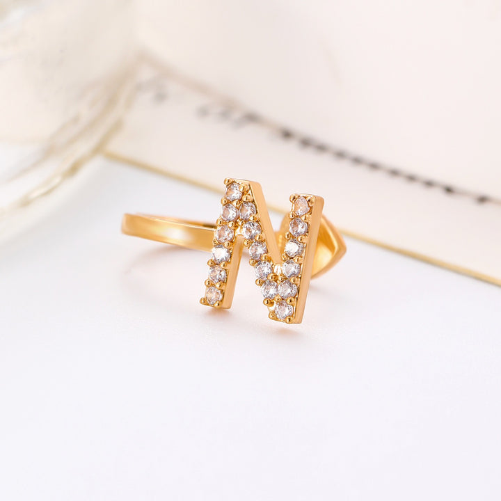 Trendy Minimalist CZ Initial Ear Cuffs / Studs