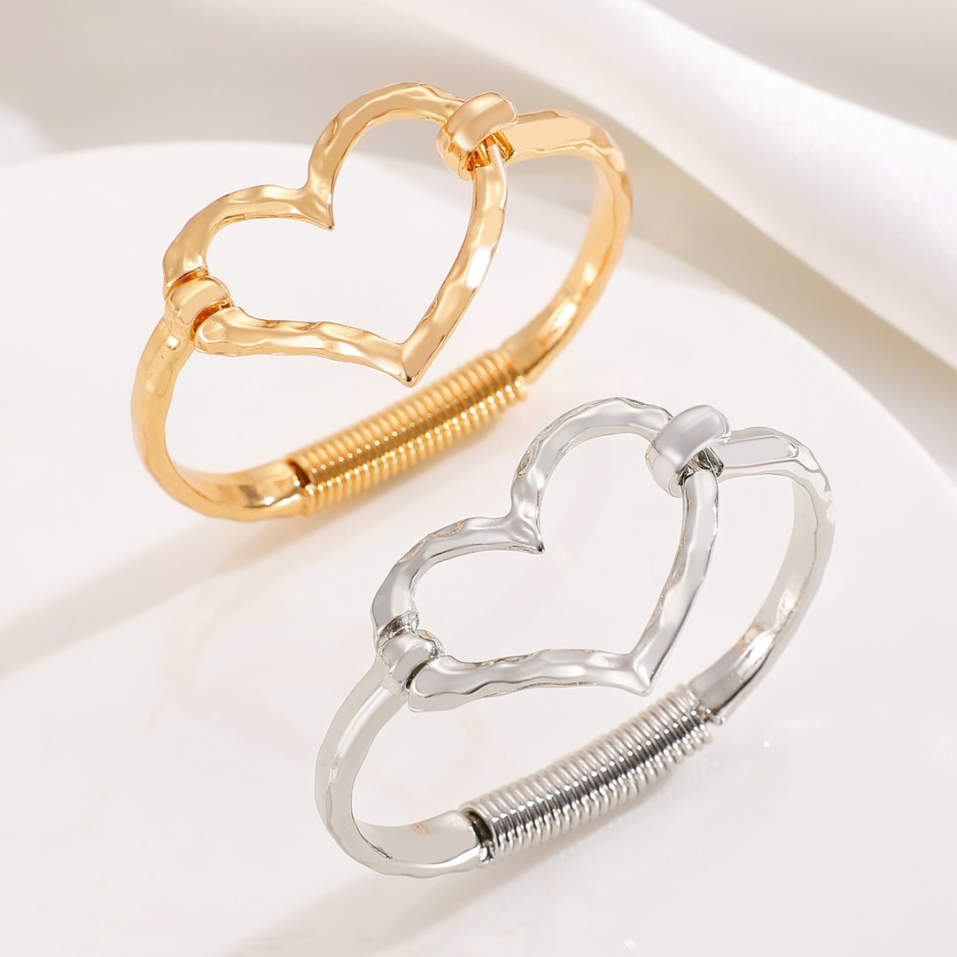 18K Gold / Silver Hammered Open Cuff Symbol Bracelet