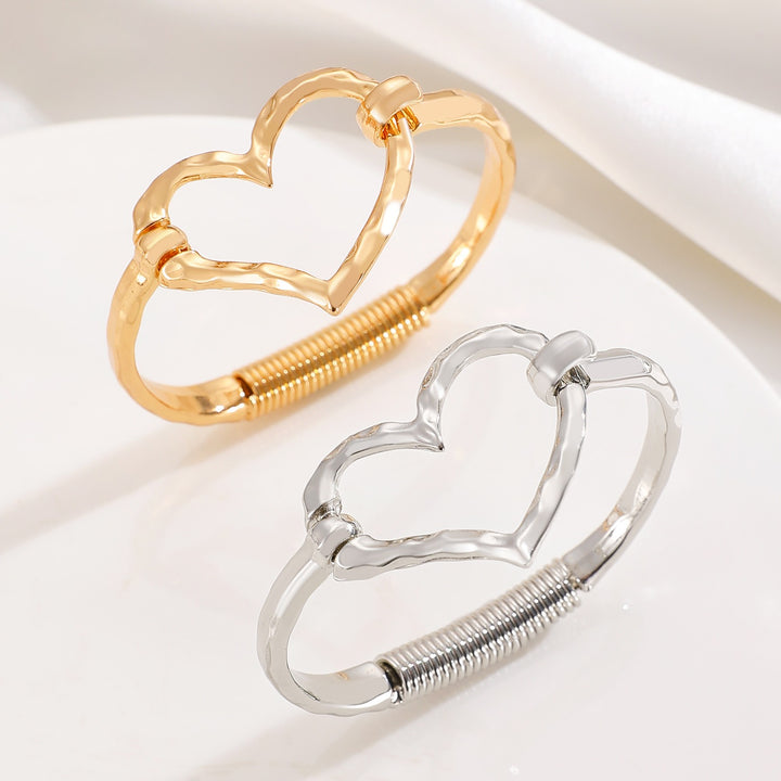 18K Gold / Silver Hammered Open Cuff Symbol Bracelet