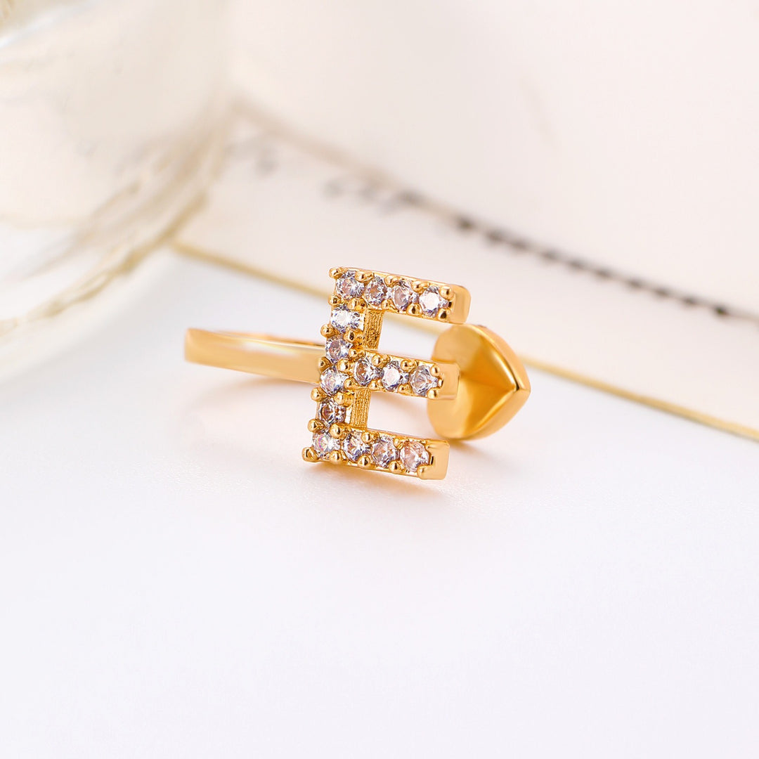 Trendy Minimalist CZ Initial Ear Cuffs / Studs