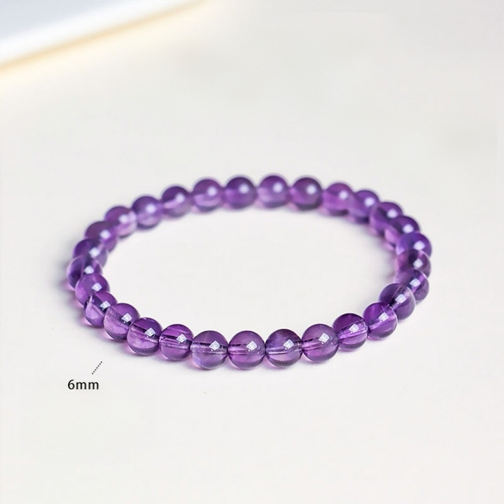 Natural Uruguay Amethyst Round Bead Bracelet