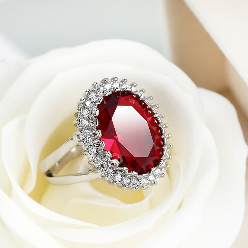 S925 Silver Vintage Statement Ring Halo CZ Split Shank