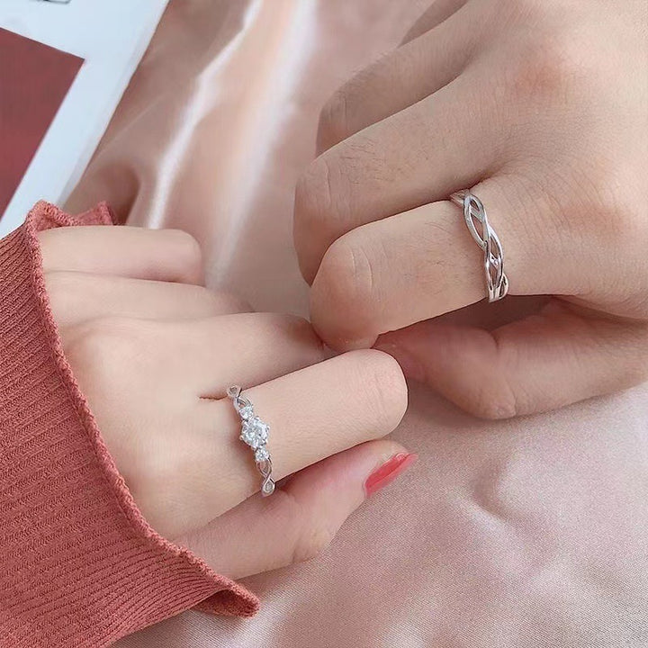 S925 Sterling Silver Intertwined Vine Open Couple Rings