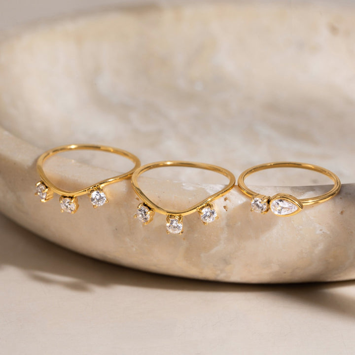 18K Gold Stacking Ring Set (3-Piece)