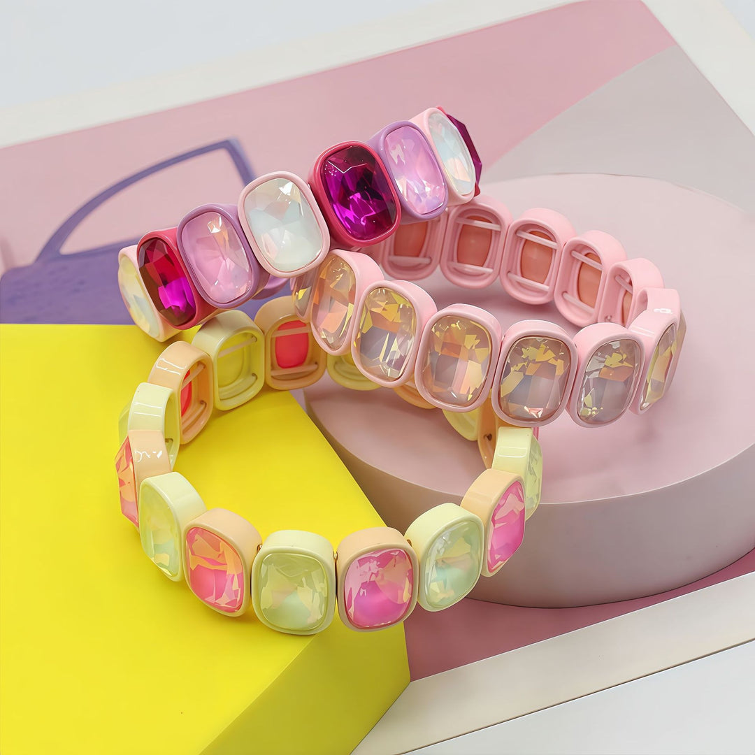 Vintage Y2K Crystal Enamel Stretch Bracelet