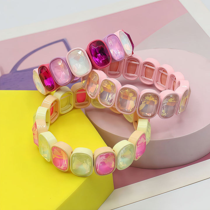 Vintage Y2K Crystal Enamel Stretch Bracelet