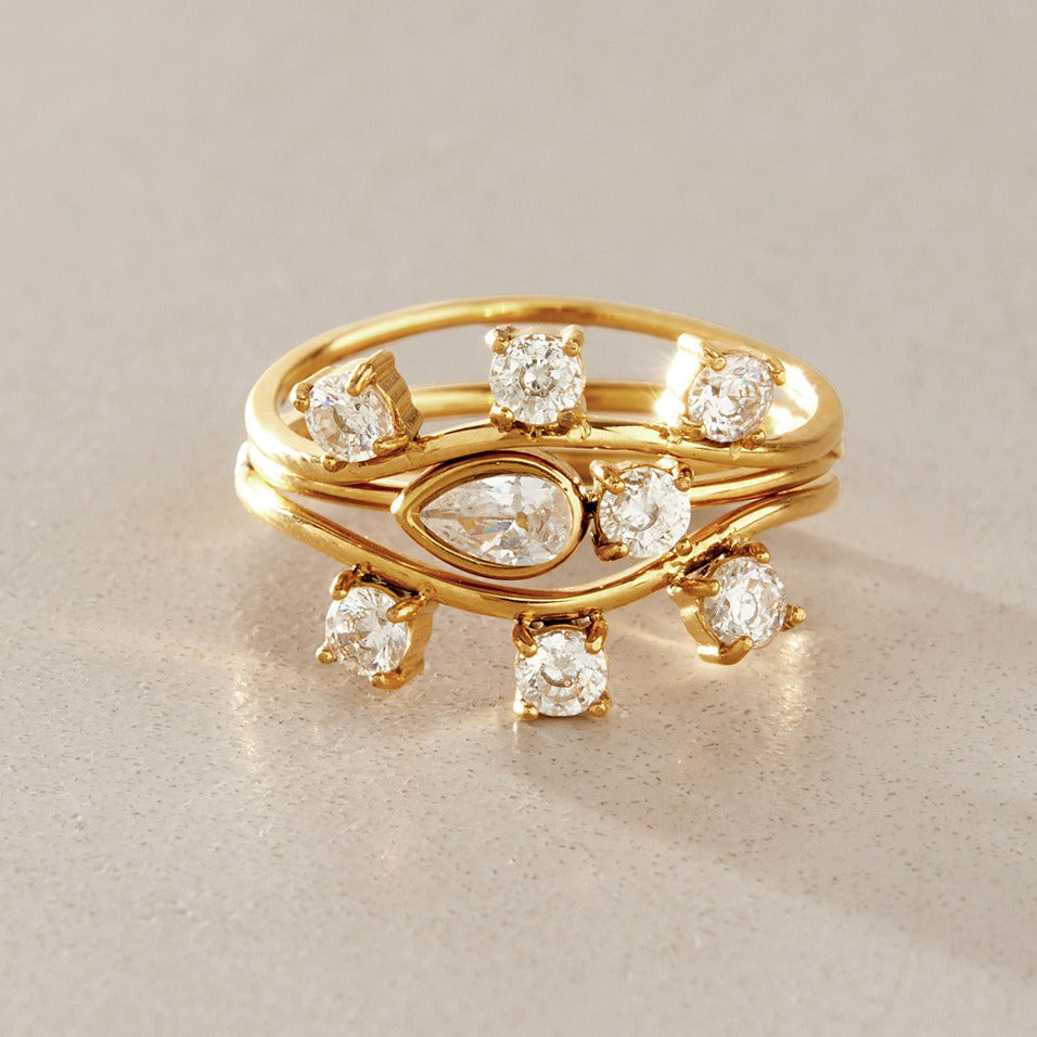 18K Gold Stacking Ring Set (3-Piece)