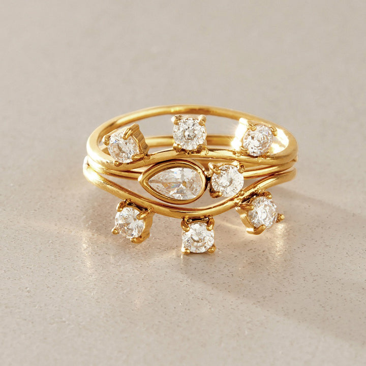 18K Gold Stacking Ring Set (3-Piece)
