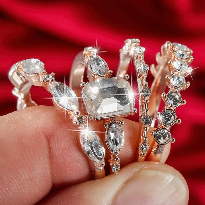 18K Gold, Silver & Rose Gold Stackable Ring Set (4-Piece)