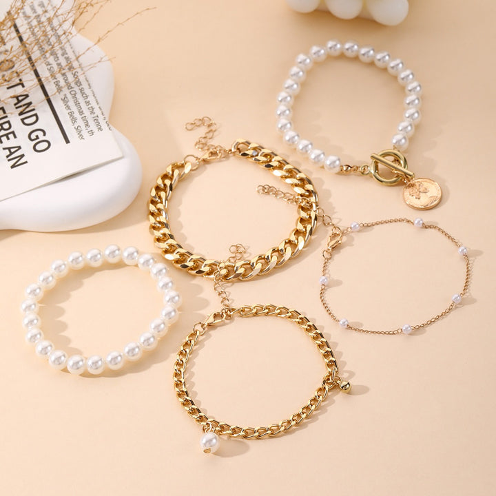 18K Gold Vintage Pearl Bracelet Set