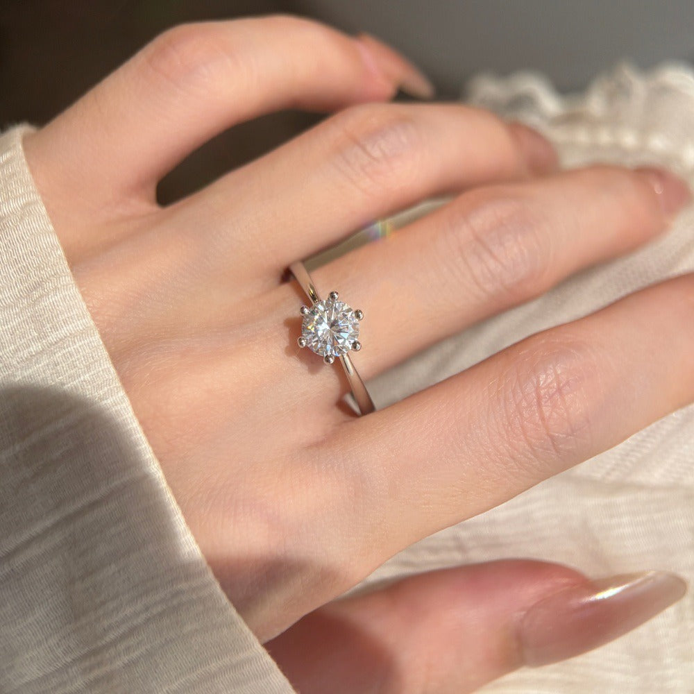 S925 Sterling Silver Classic 6-Prong Solitaire Ring Minimalist Everyday Jewelry | Perfect for Stacking
