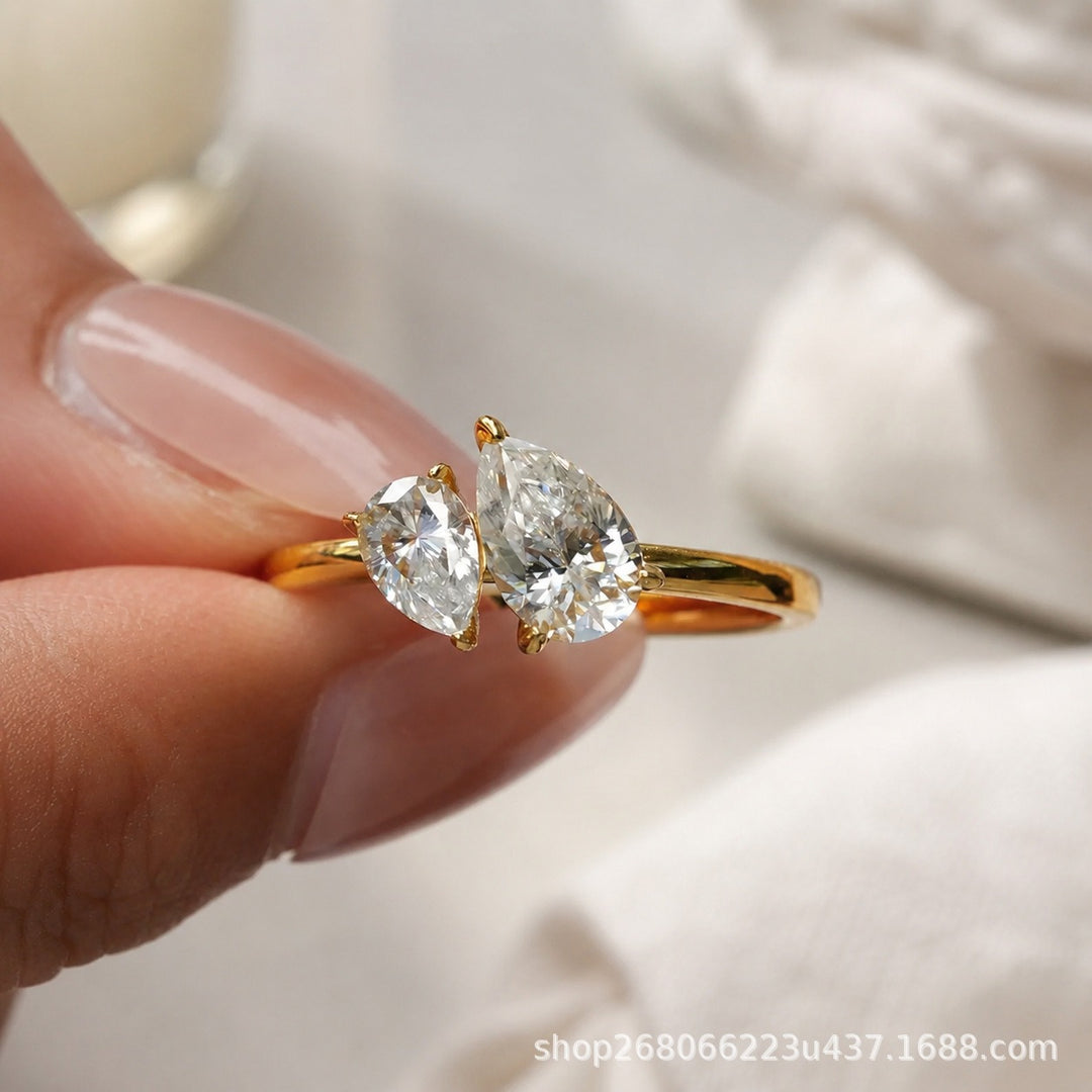 S925 Sterling Silver Toi et Moi Ring
