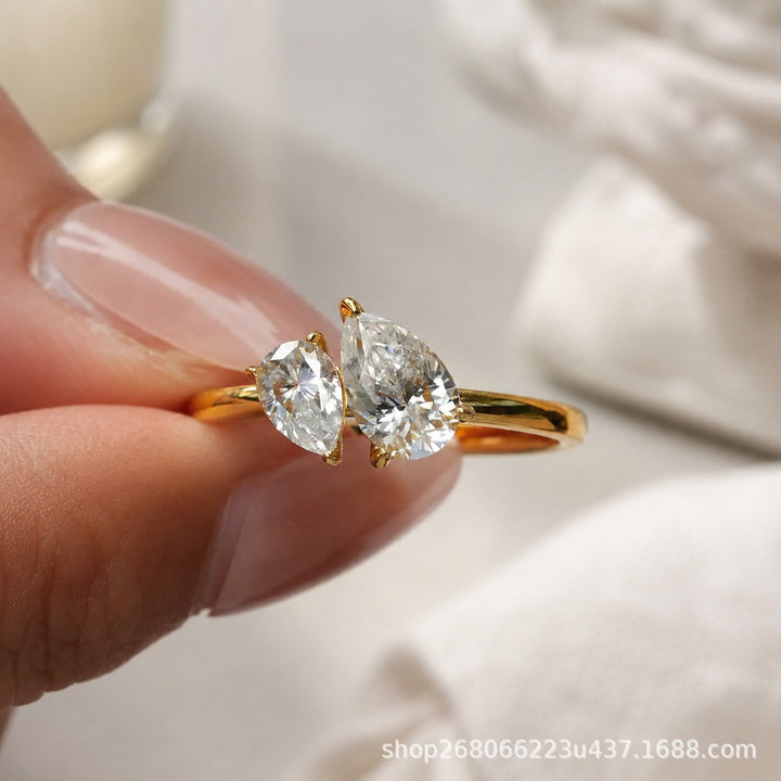 S925 Sterling Silver Toi et Moi Ring