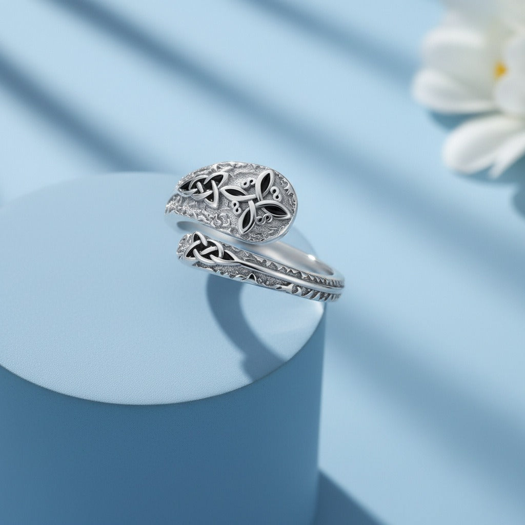S925 Sterling Silver Celtic Knot Open Ring