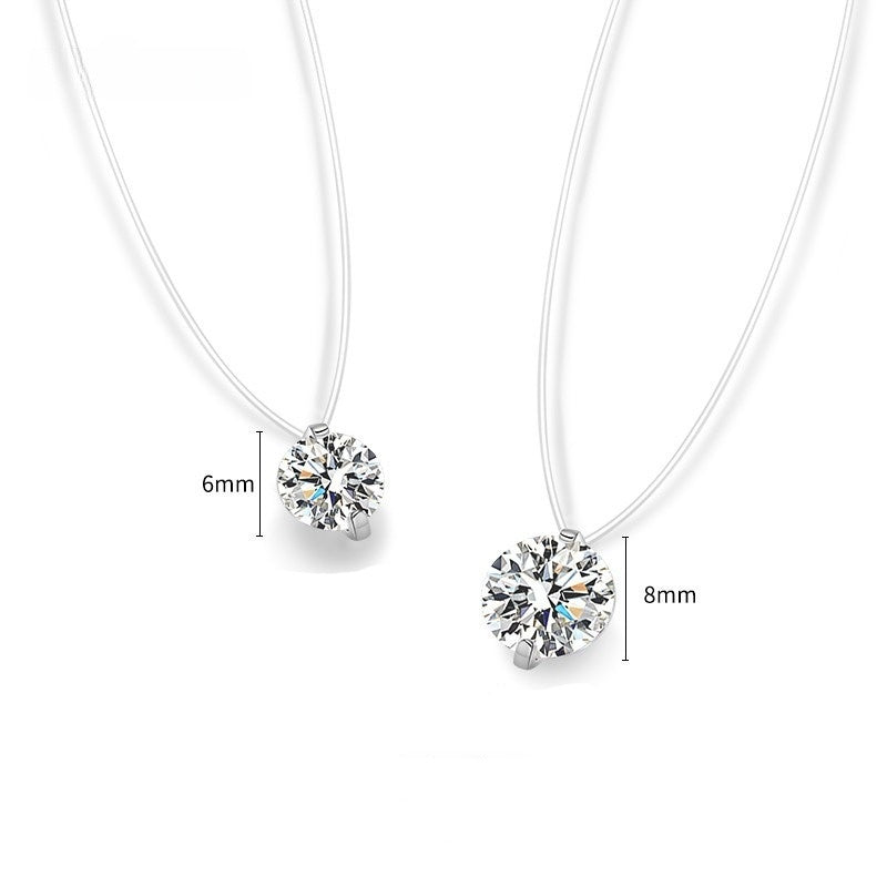 Mermaid's Tear Floating Diamond Ring & Necklace Minimalist Invisible Setting