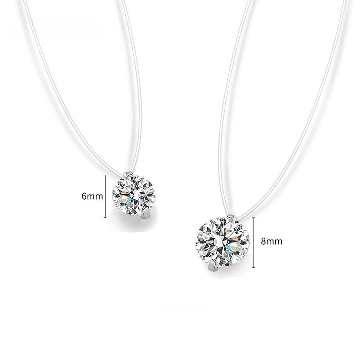 Mermaid's Tear Floating Diamond Ring & Necklace Minimalist Invisible Setting