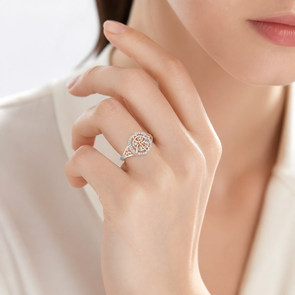 Celestial Guardian · Pavé Celtic Knot Energy Ring