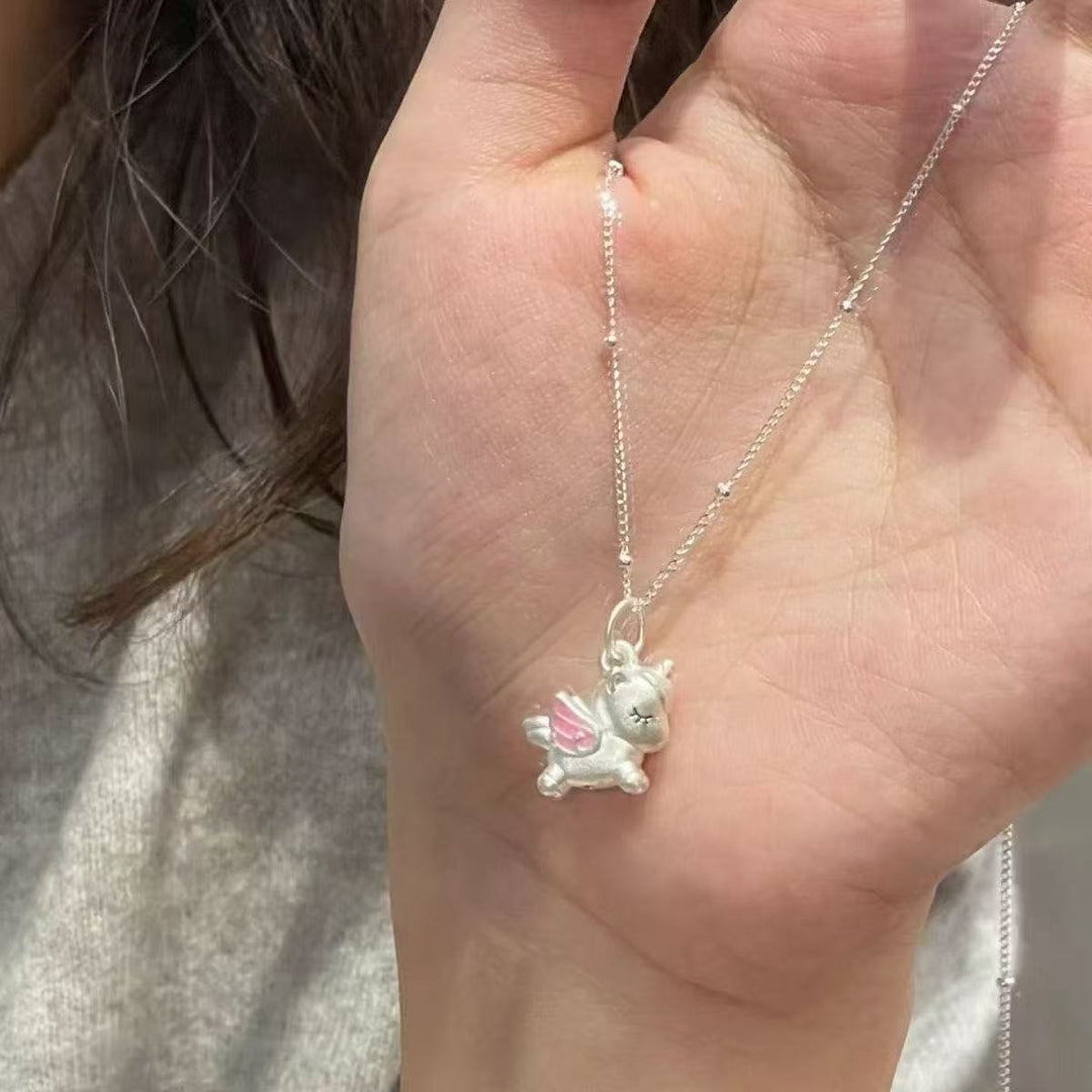 S925 Silver Flying Unicorn Necklace