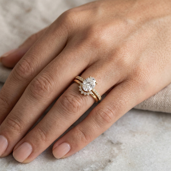 S925 Sterling Silver Classic Oval Cut Bridal Ring Set