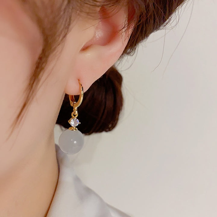 14K Gold Cat's Eye Drop Earrings